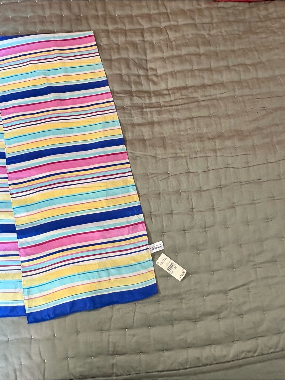 Talbots Silk Striped Neck Scarf - Pink, Blue, Yellow, White, NWT - Picture 7 of 7